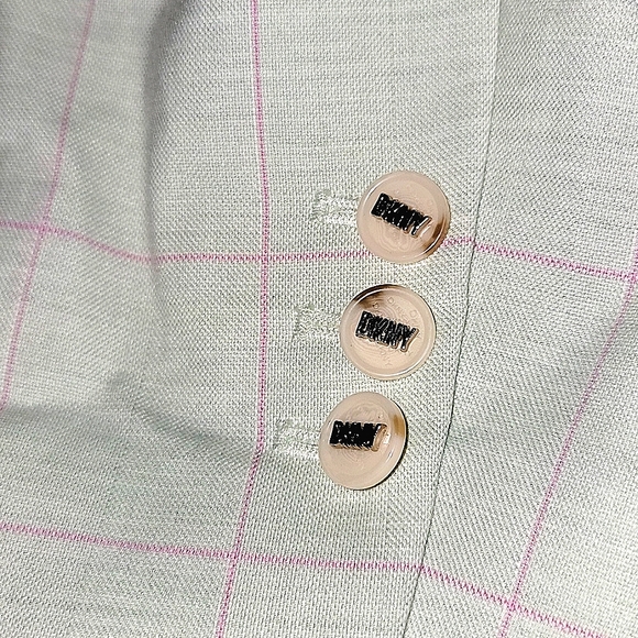 DKNY WOMEN'S DOUBLE BREASTED BLAZER IN MINT GREEN DOUBLE-BREASTED PATTERN - Picture 7 of 8